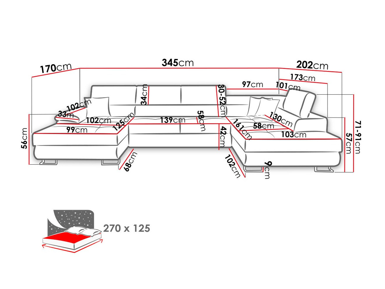 Ъглов диван Comfivo Ruta IV (Soft 017 + Lux 06 + Soft 017)