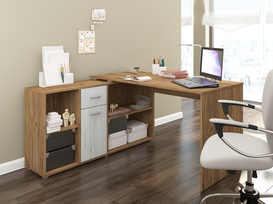 Ъглово офис бюро Gilroy 113 (Craft дъб + Занаятчийско бяло)