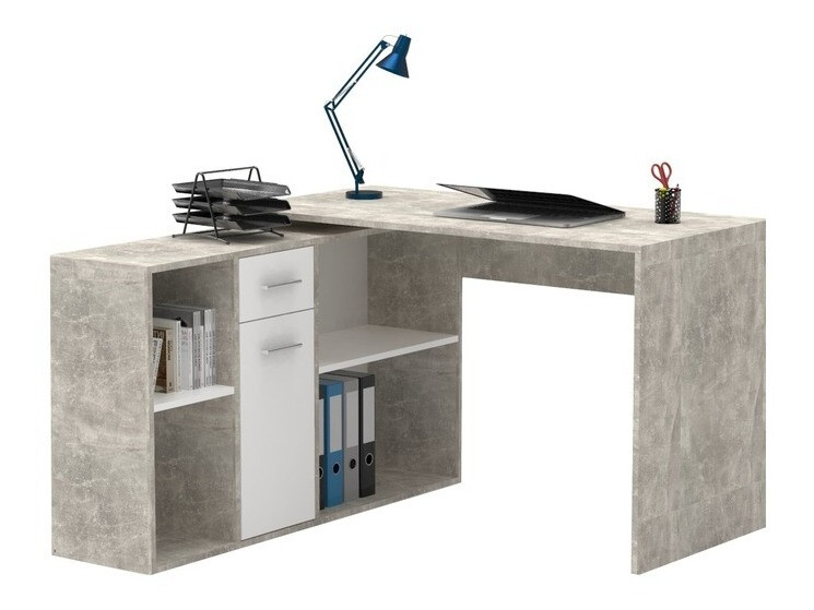 Ъглово офис бюро Bristol 122 (Бетон + Бял)