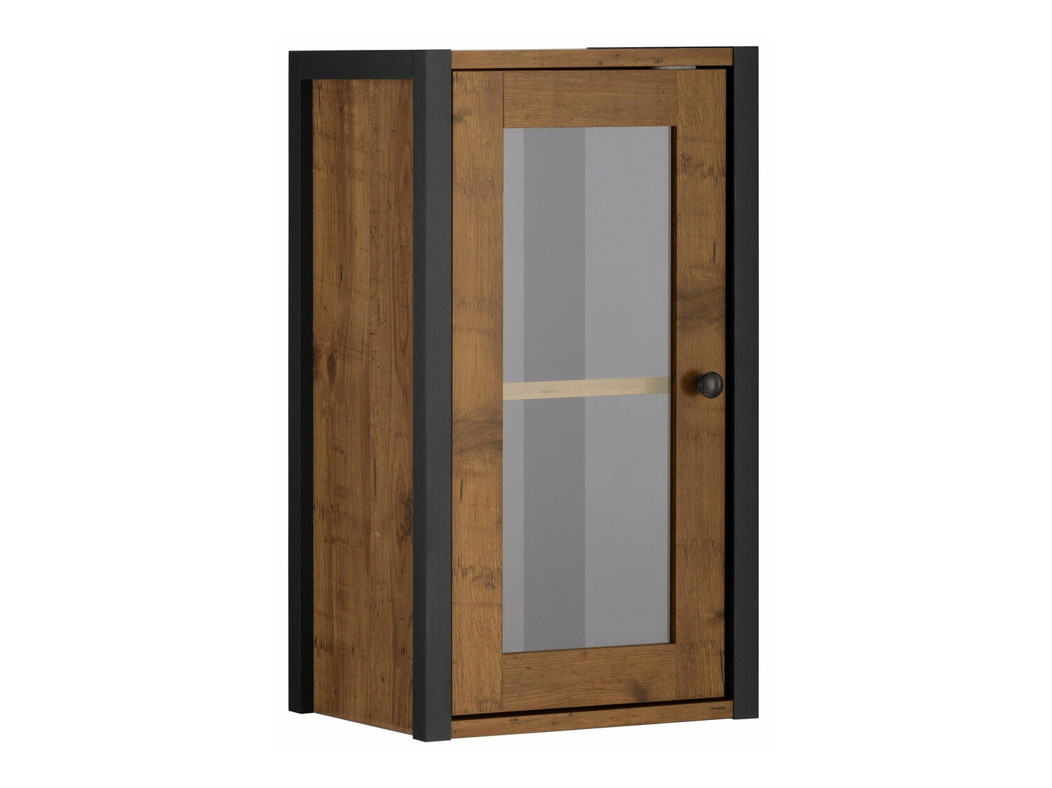 Окачен шкаф за баня Larnovo 118 (Черен + Тъмен дъб)