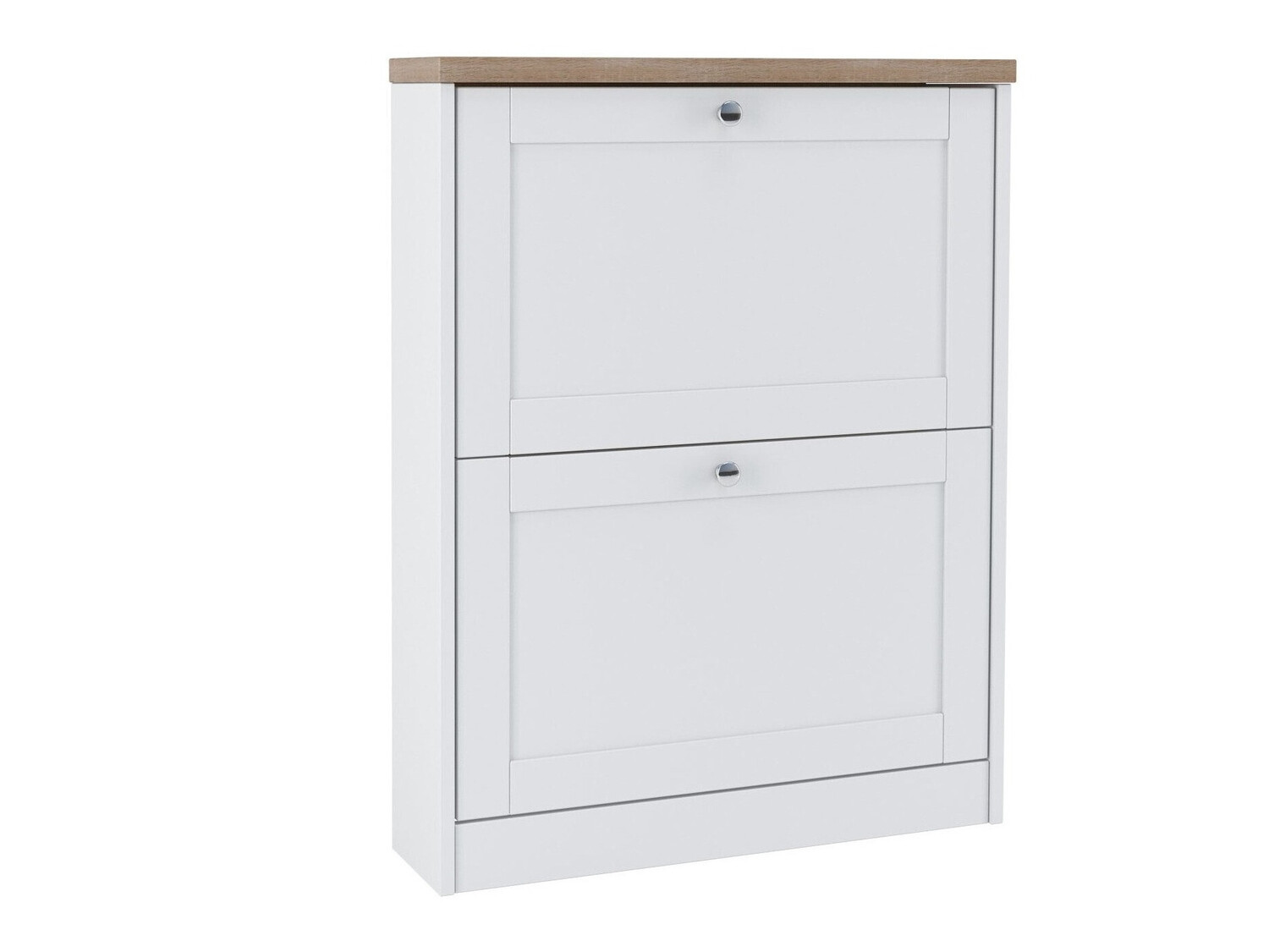 Шкаф за обувки Cirtene 100 (Бял + Дъб)