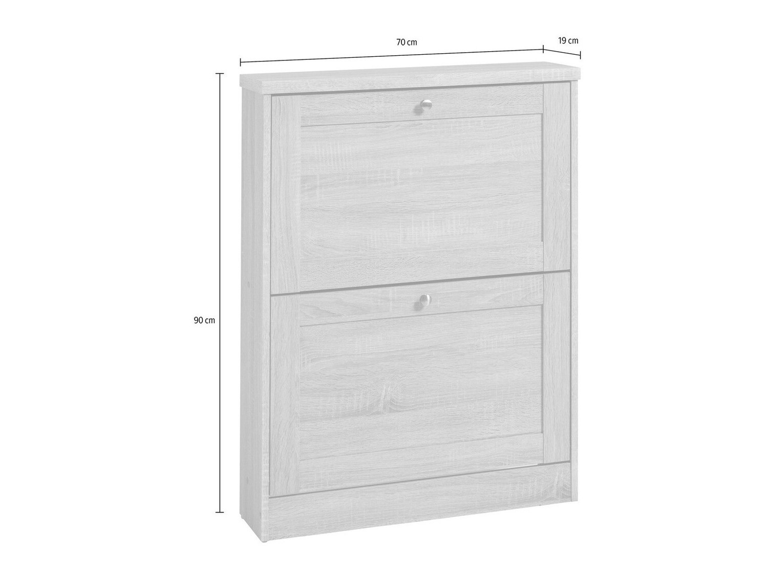 Шкаф за обувки Cirtene 100 (Бял + Дъб)