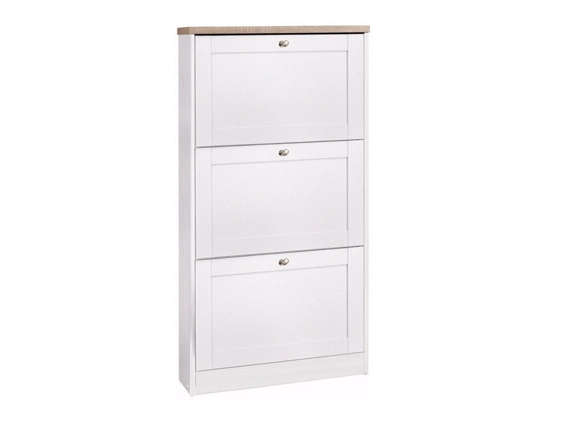 Шкаф за обувки Cirtene 101 (Бял + Дъб)