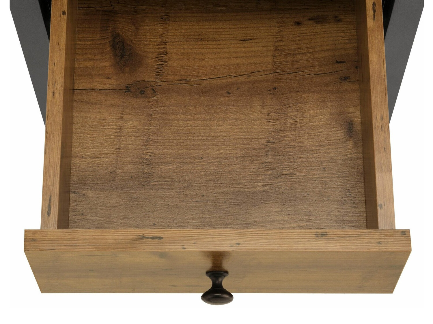 Стоящ шкаф за баня Larnovo 112 (Тъмен дъб + Черен)