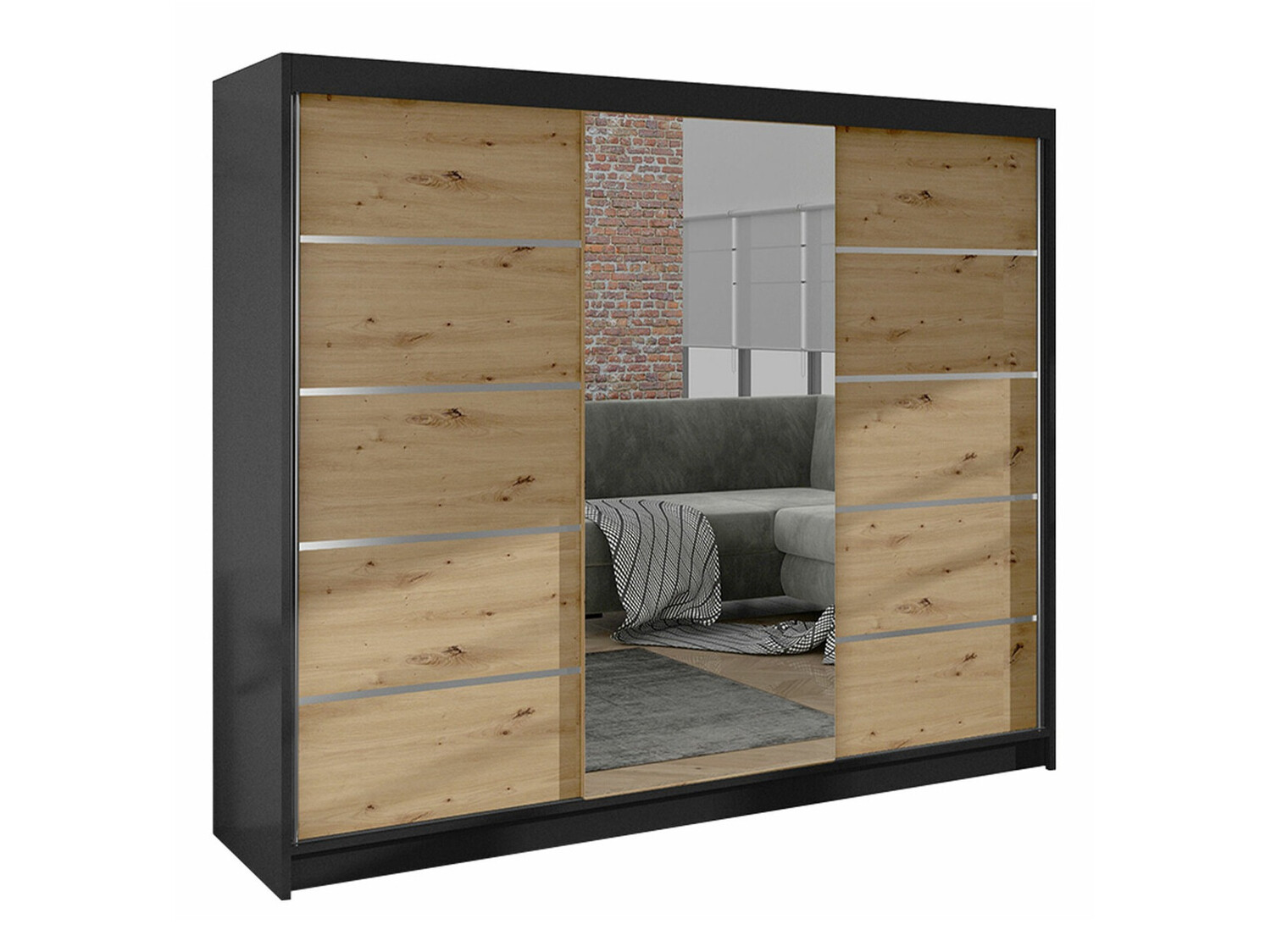 Гардероб Closico Durion IV (Черен + Artisan дъб)