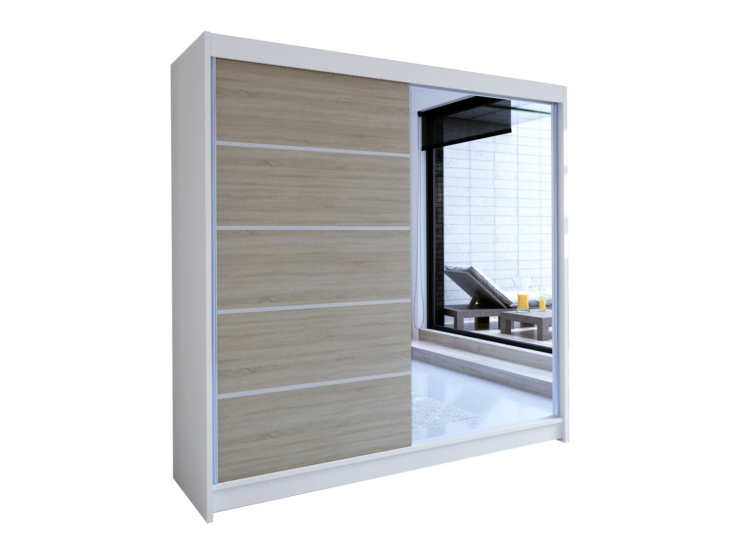 Гардероб Closico Cavaris III (Бял + Сонома дъб)