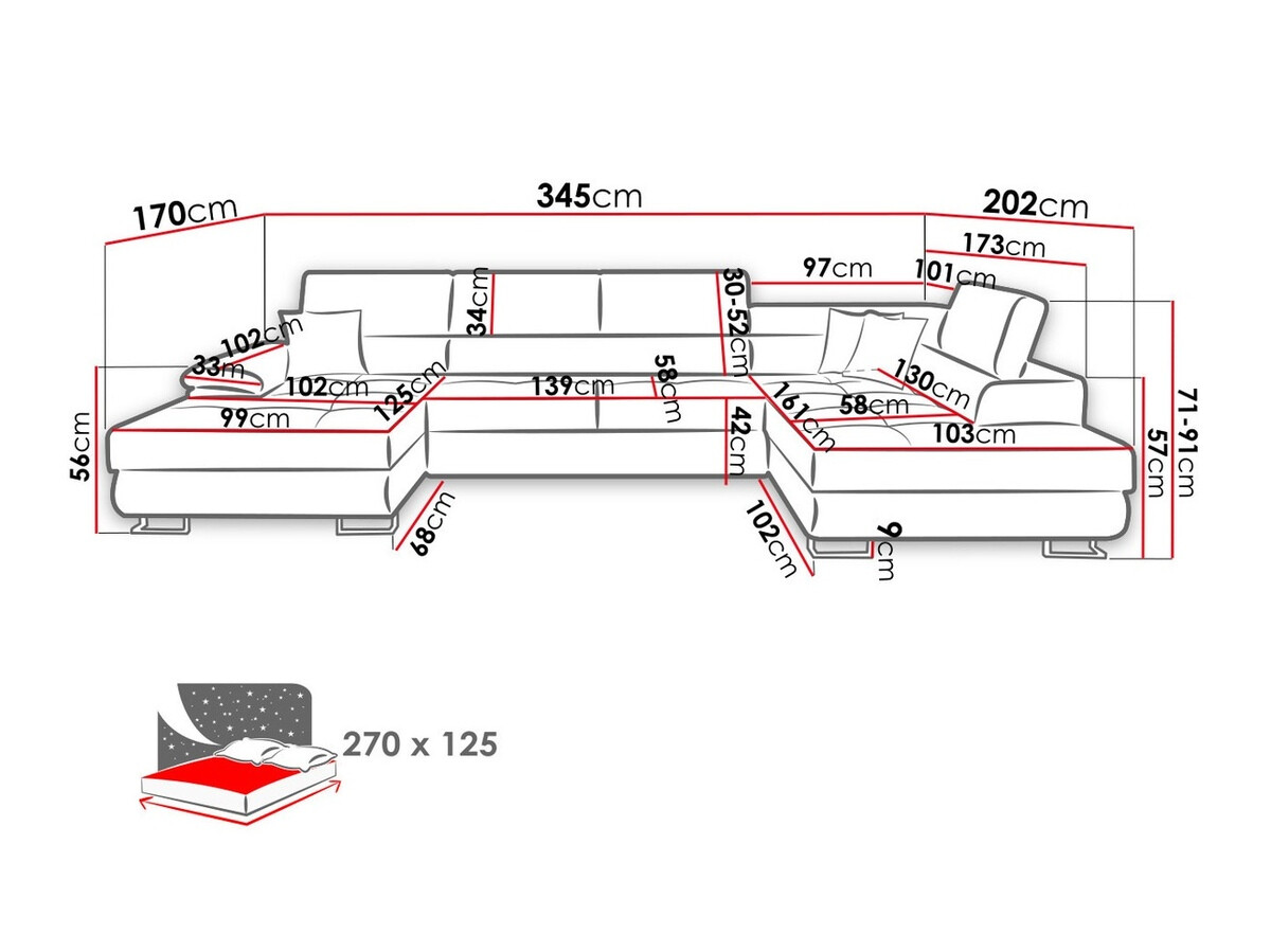 Ъглов диван Comfivo Ruta V (Prestige 2765 Karo + Prestige 2765)