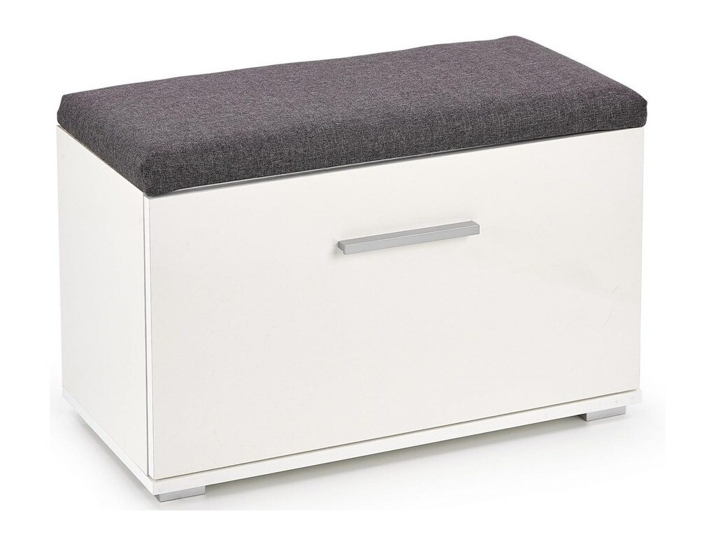 Шкаф за обувки Cirveso 117 (Бял + Бял гланц + Сив)