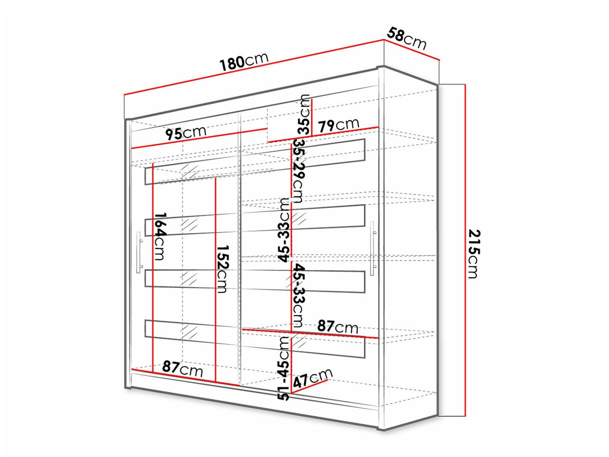 Гардероб Closico Pallor XI (Бял + Черен гланц)