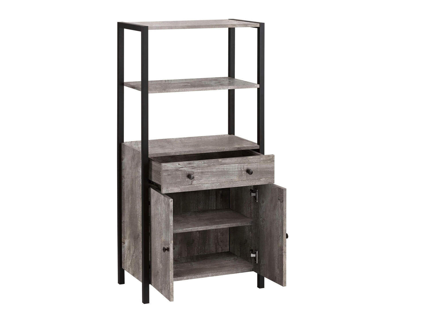 Шкаф за баня Larnovo 111 (Сив дъб + Черен)