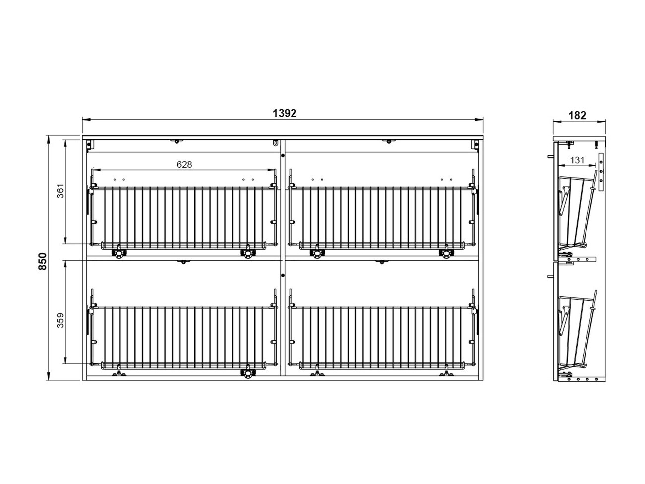 Шкаф за обувки Felelmo 101 (Светло сив)