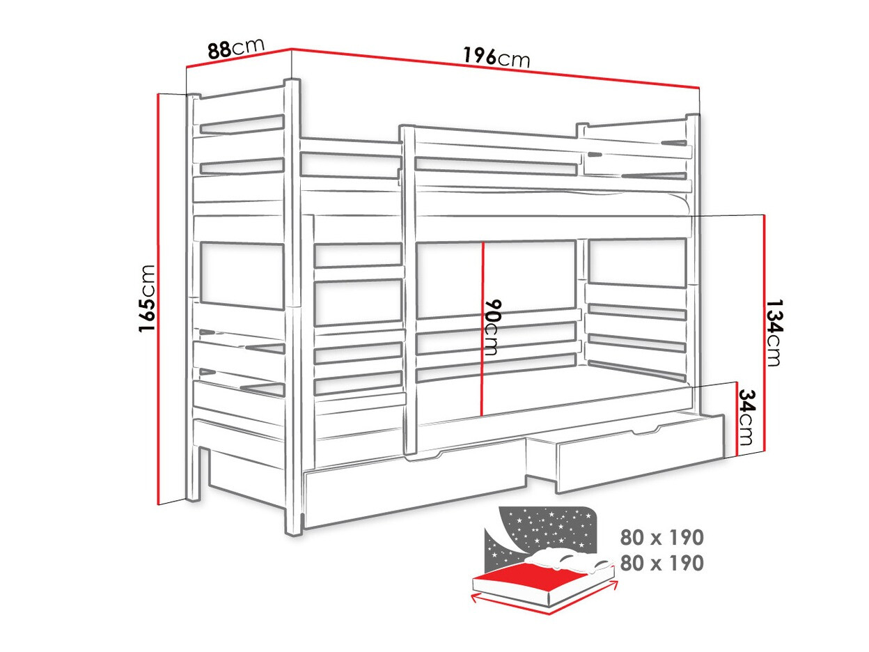 Двуетажно легло Ogden 100 (Антрацит)