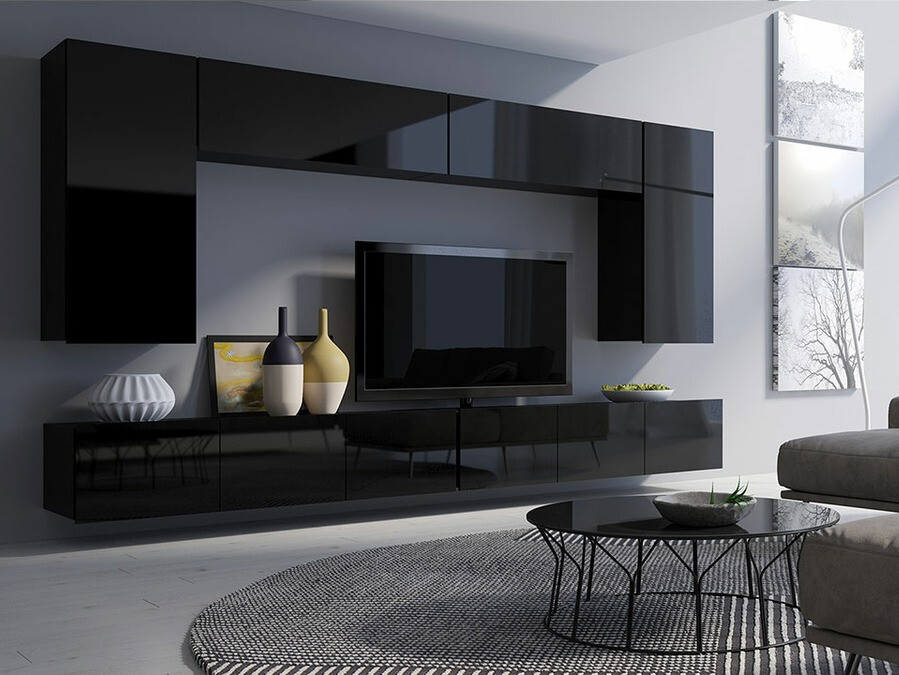 Комплект за хол Tivdalu 135 (Черен + Черен гланц)