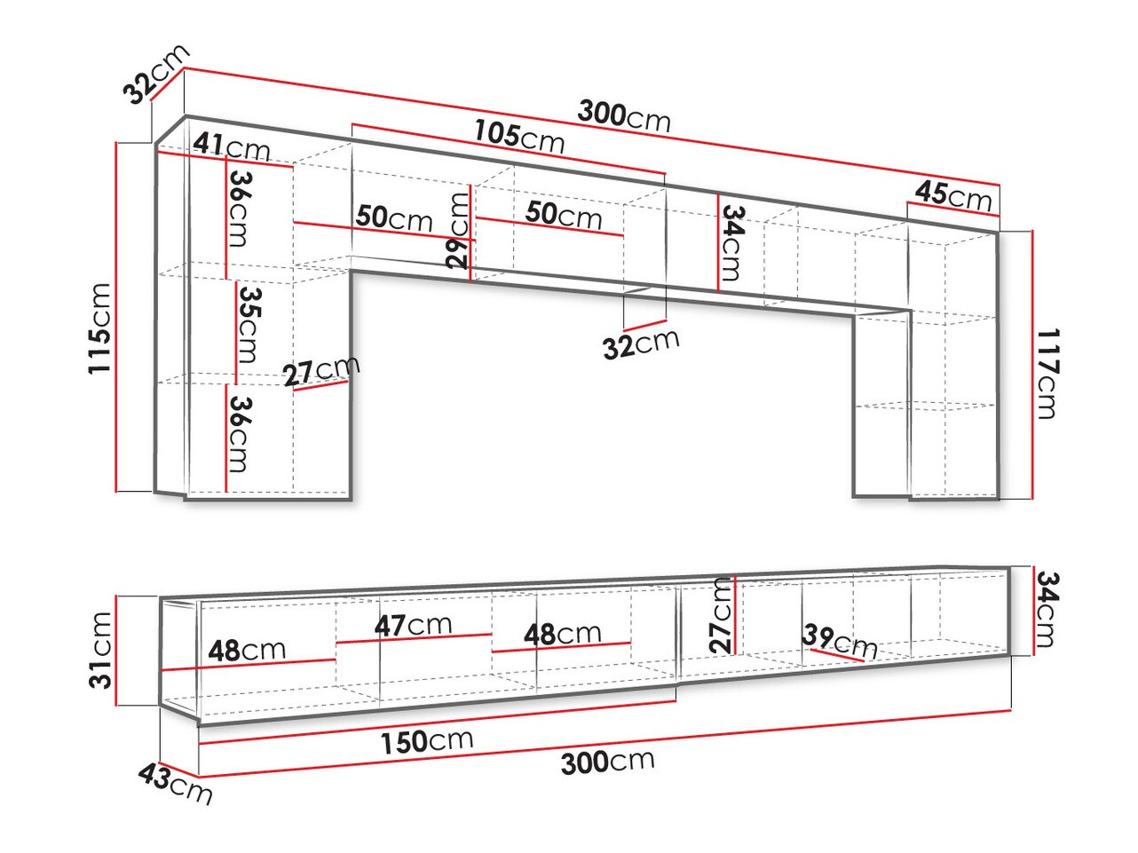 Комплект за хол Tivdalu 135 (Черен + Черен гланц)