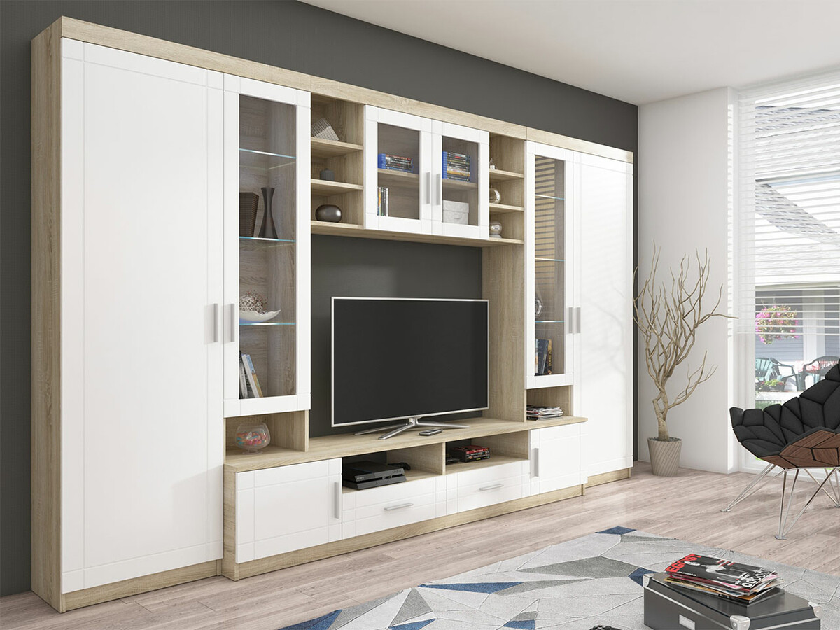 Комплект за хол Bacces (Сонома дъб + Бял)