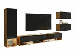 Комплект за хол Sarasota 124 (Дъб уотан + Черен гланц)