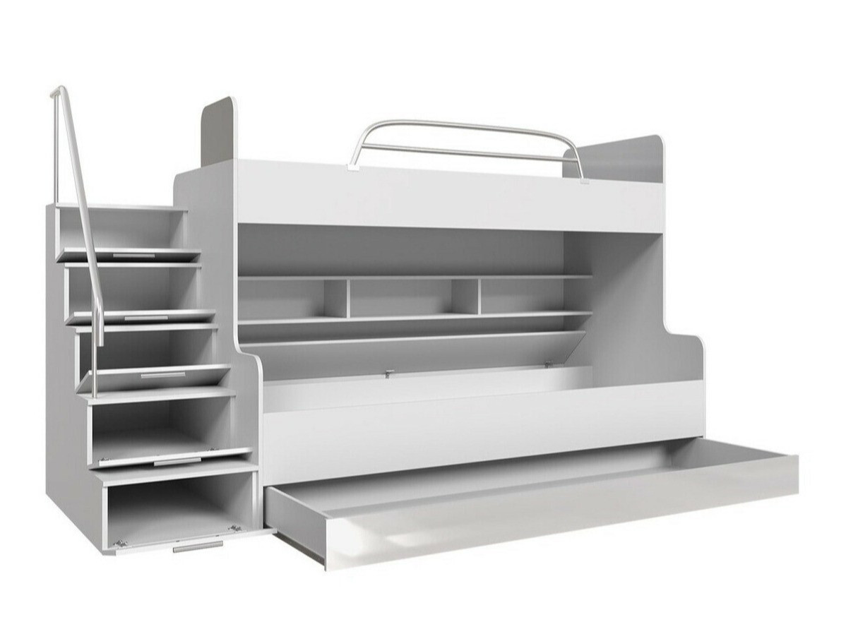 Двуетажно легло Salmere 111 (Бял + Бял гланц + Сив гланц)