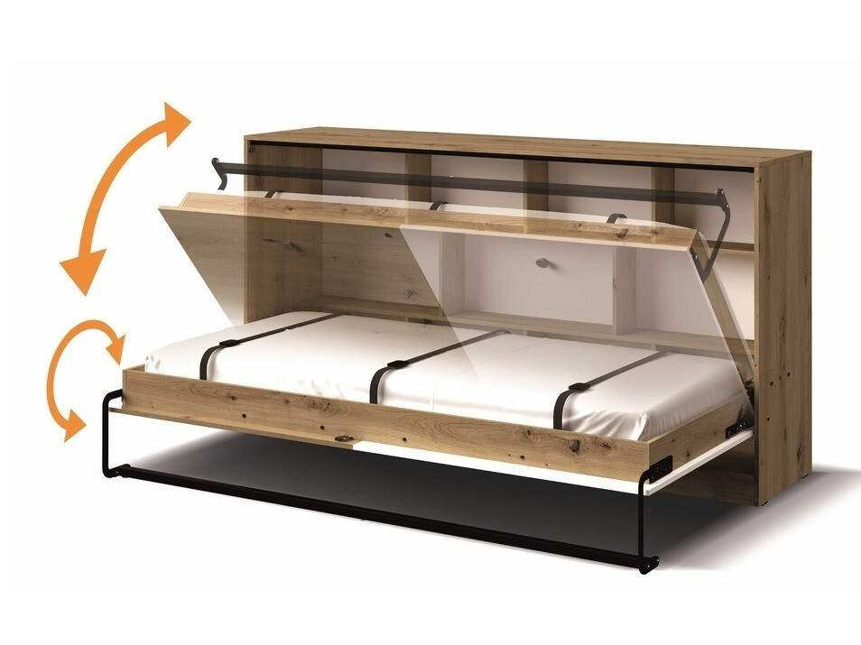 Падащо легло Mirelbu 114 (Artisan дъб + Бял)