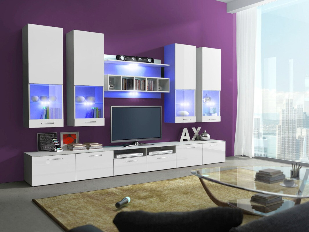 Комплект за хол Caelum (Бял + Бял гланц)