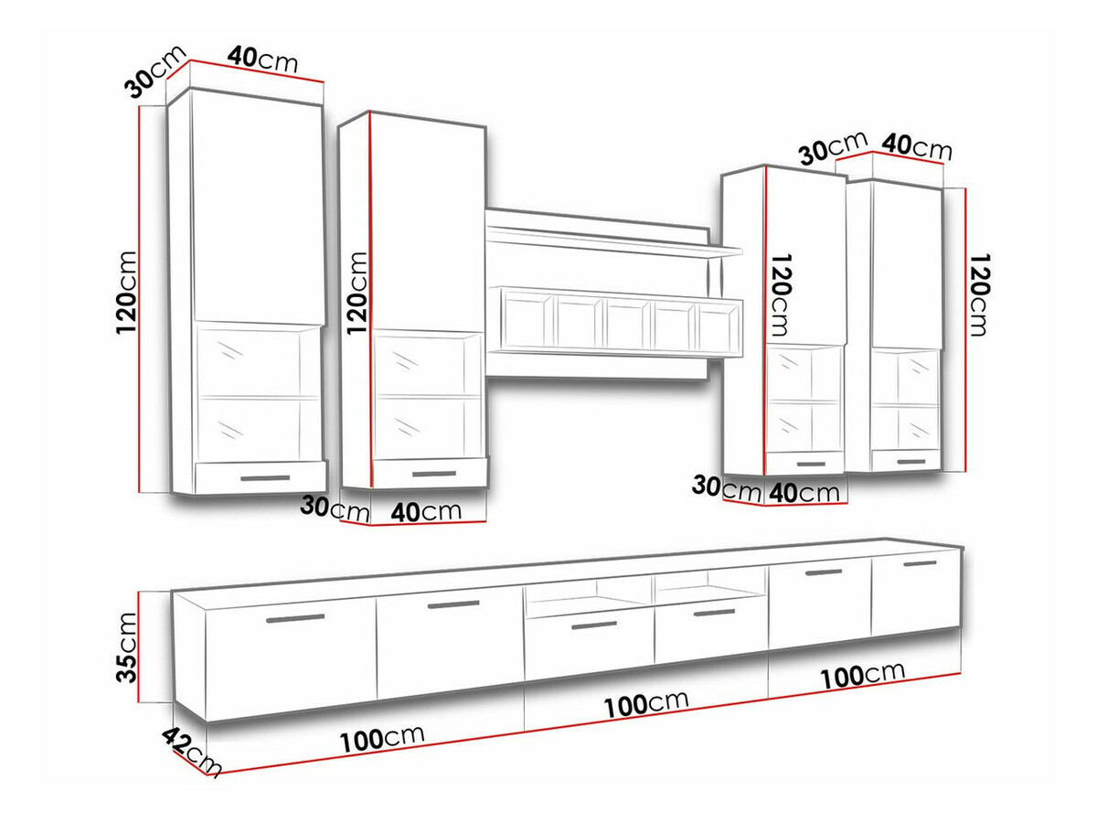 Комплект за хол Caelum (Бял + Бял гланц)