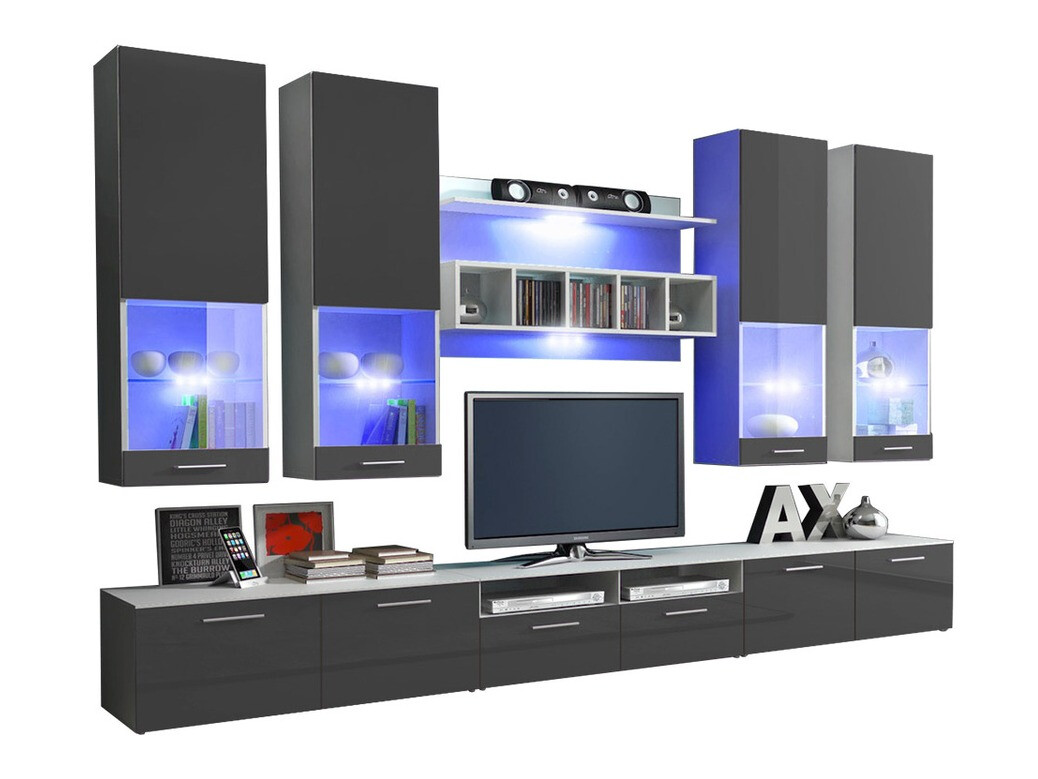 Комплект за хол Caelum (Бял + Сив гланц)