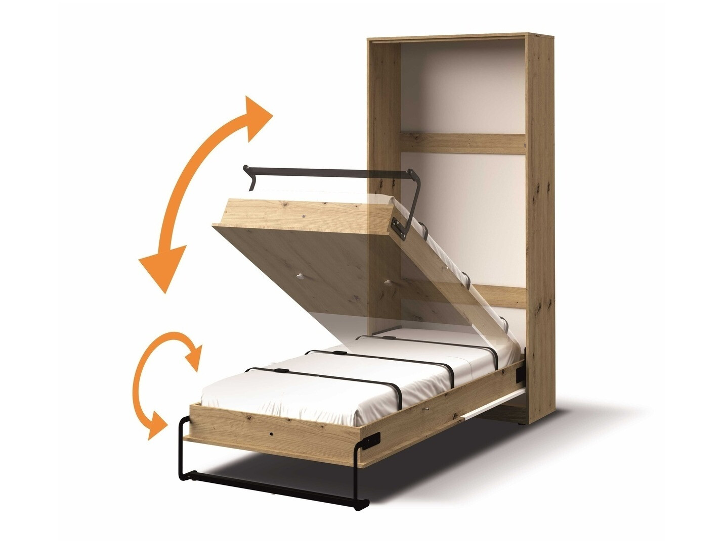 Падащо легло Mirelbu 113 (Artisan дъб + Бял + Черен)