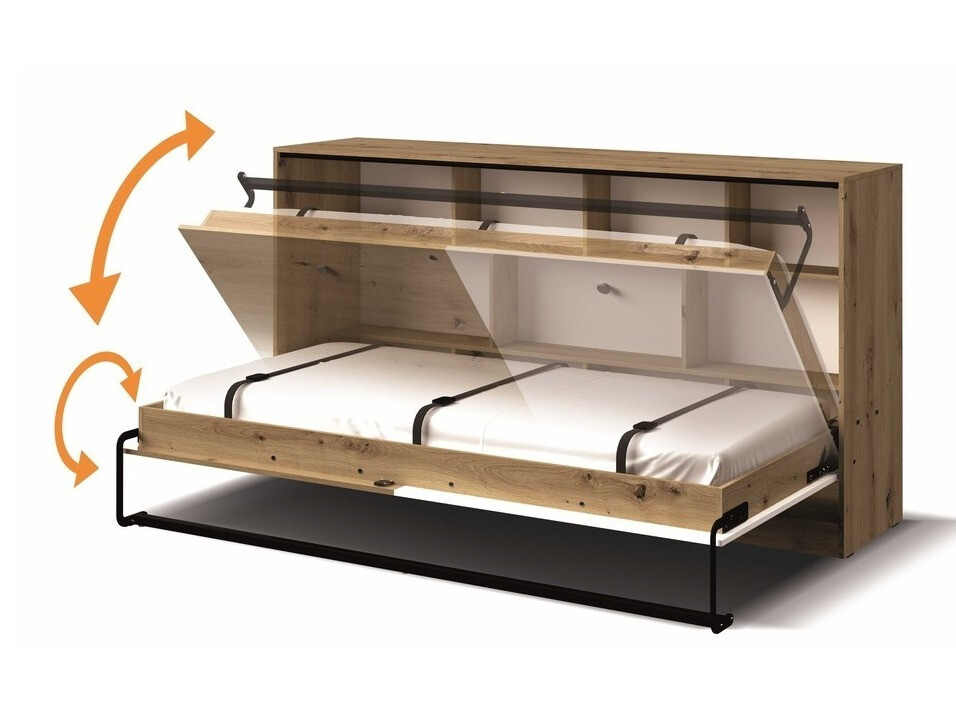 Падащо легло Mirelbu 114 (Artisan дъб + Бял + Сив)