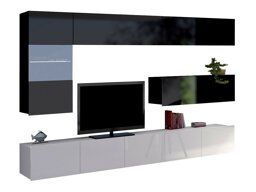 Комплект за хол Tivdalu 108 (Бял + Бял гланц + Черен + Черен гланц)