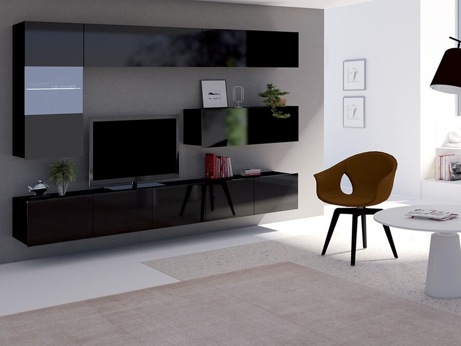 Комплект за хол Tivdalu 108 (Черен + Черен гланц)