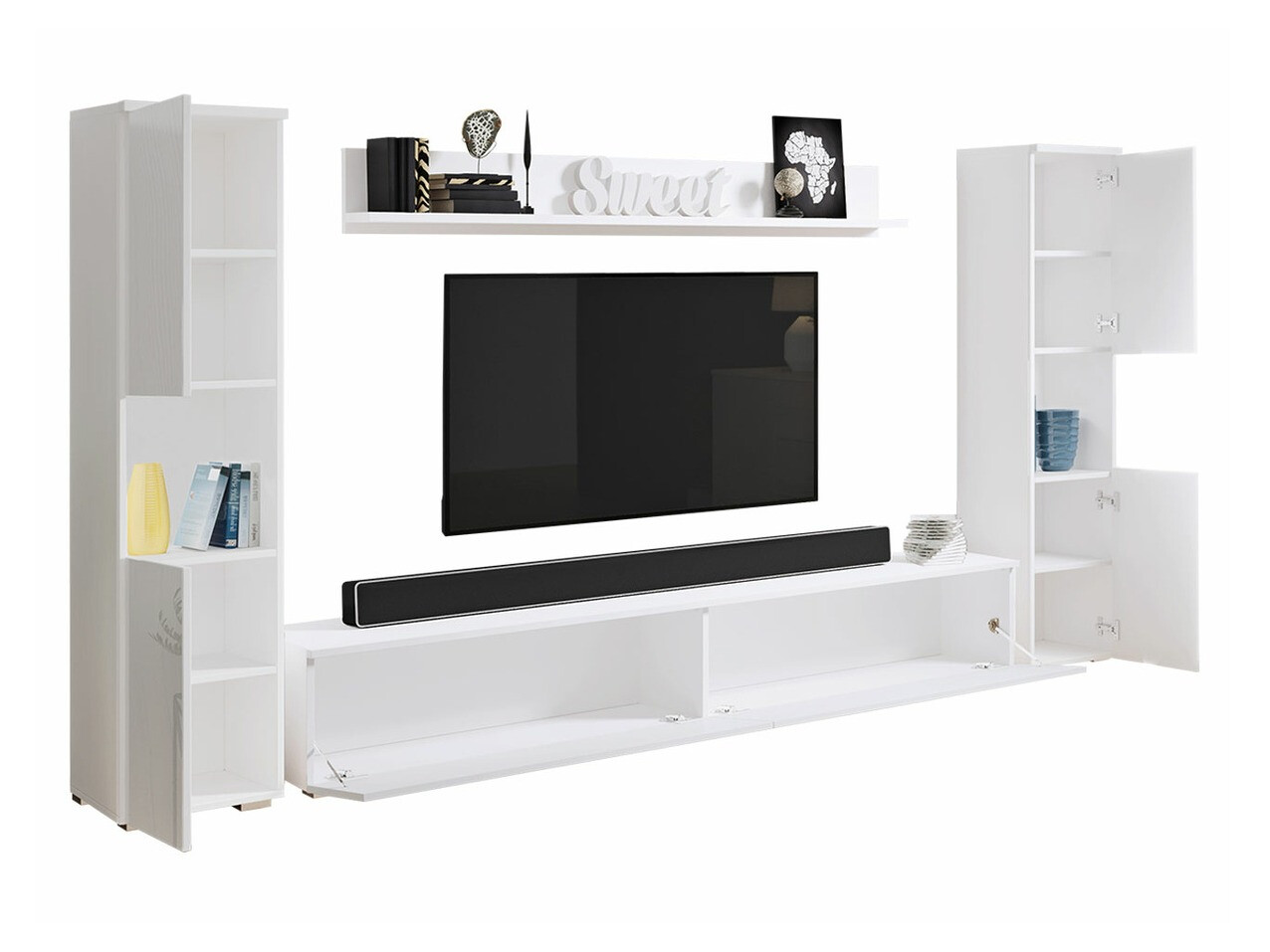 Комплект за хол Sarasota 131 (Дъб уотан + Бял гланц)