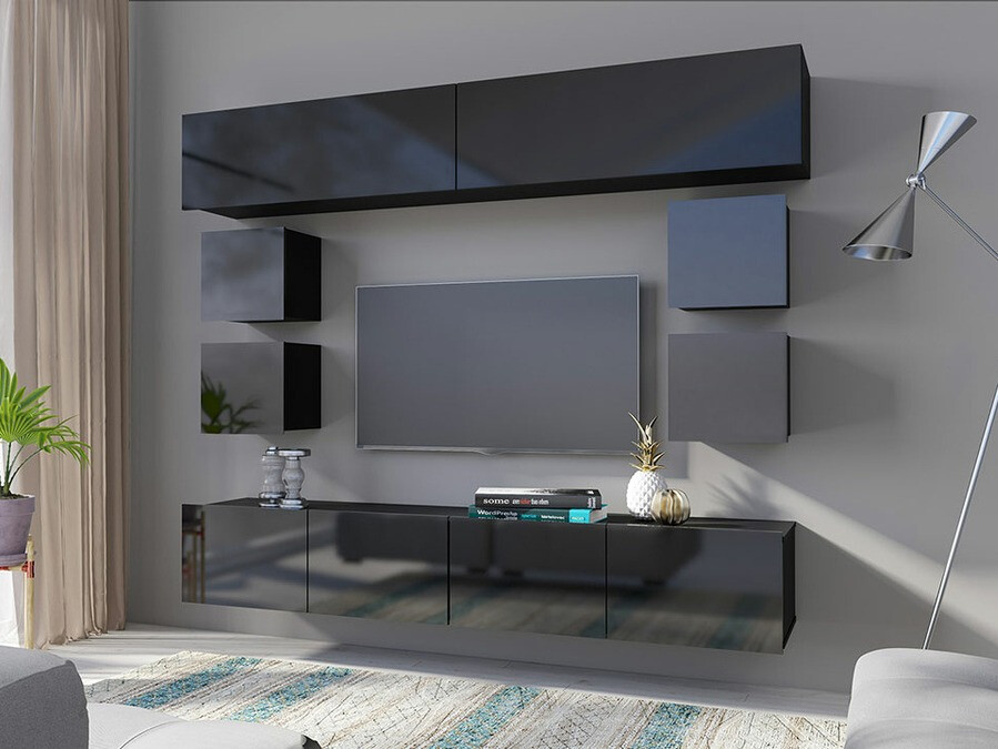 Комплект за хол Tivdalu 134 (Черен + Черен гланц)