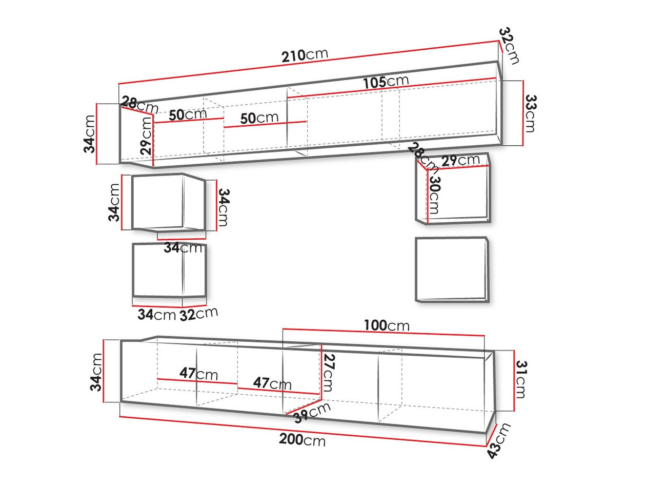 Комплект за хол Tivdalu 134 (Черен + Черен гланц)