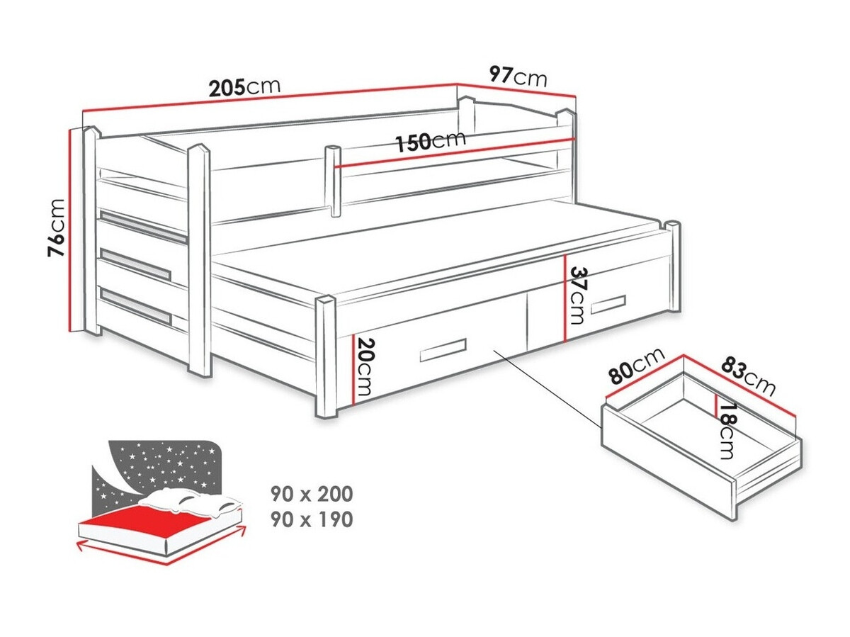 Легло Henderson 140 (Бял + Artisan дъб)