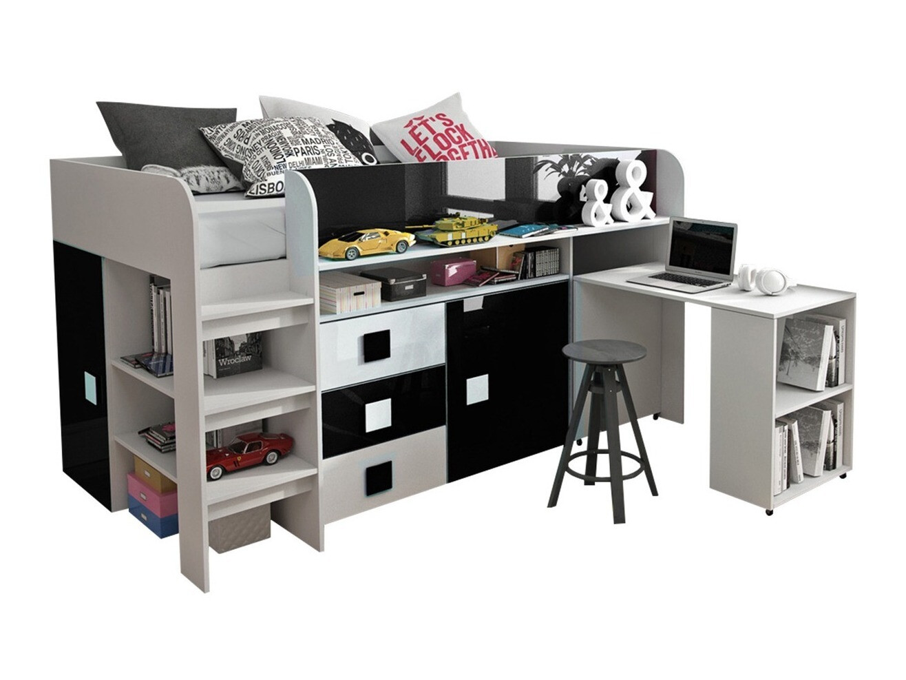 Легло Hartford 190 (Бял + Черен гланц + Бял гланц)