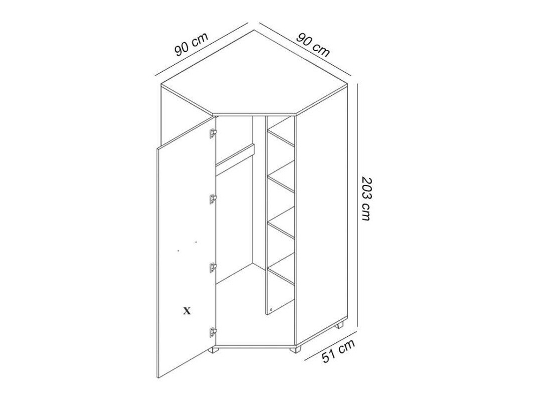 Ъглов гардероб Murrieta 108 (Бял)