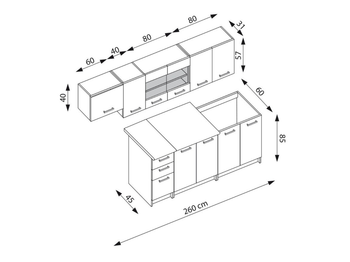 Комплект за кухня Houston 1182 (Saнеma дъб + Бял + Бежов)