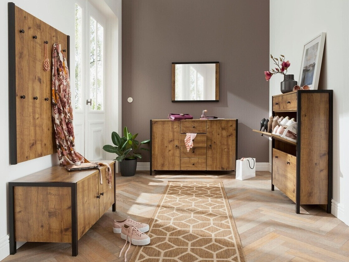 Закачалка Larnovo 101 (Тъмен дъб + Черен)