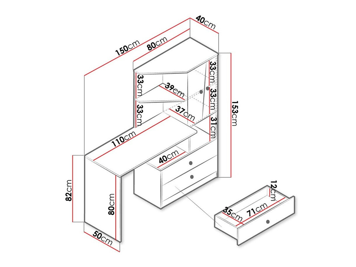 Офис бюро Almira 110 (Artisan дъб + Бял)