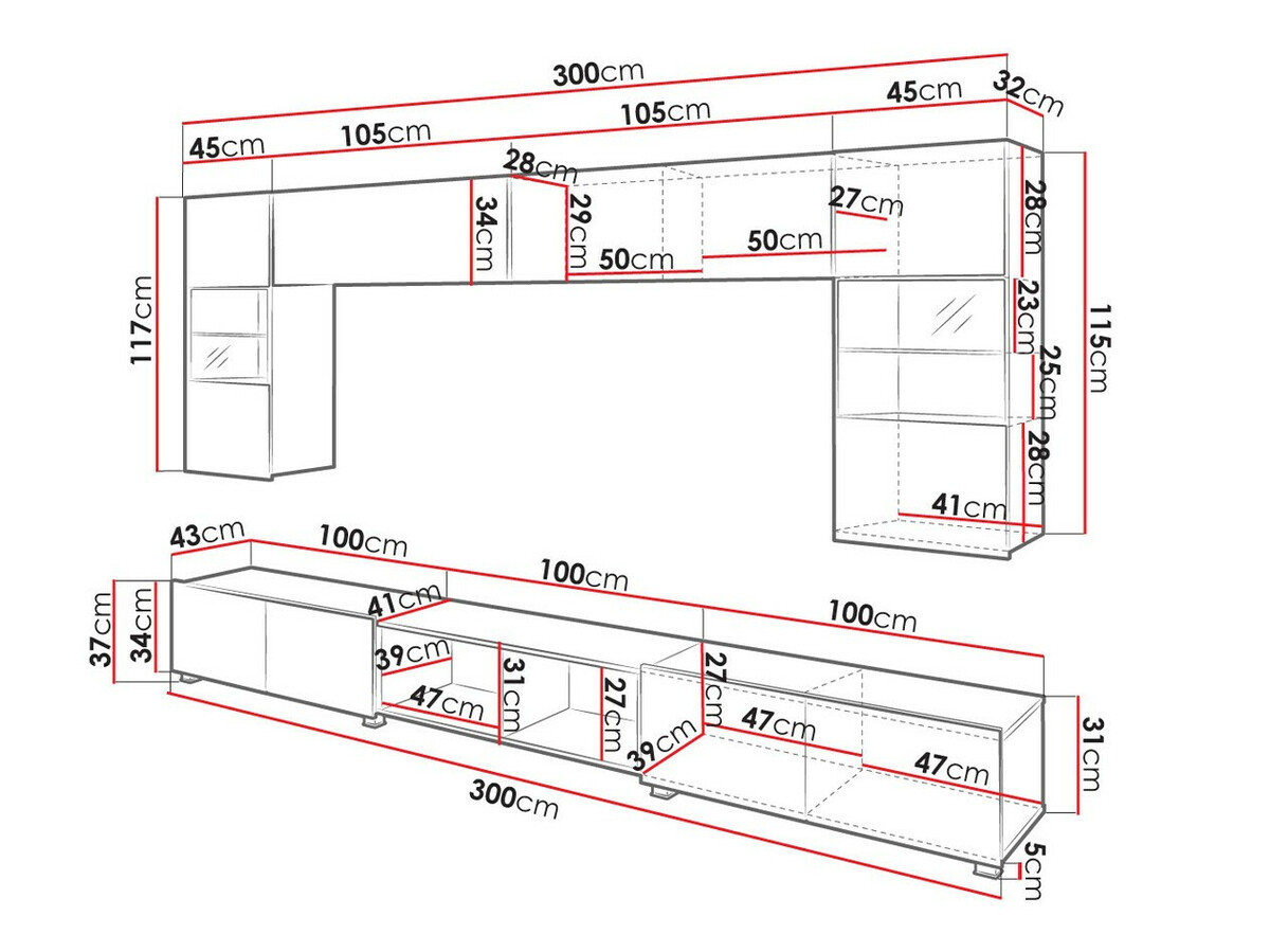 Комплект за хол Remus XXIV (Черен + Черен гланц + Artisan дъб)