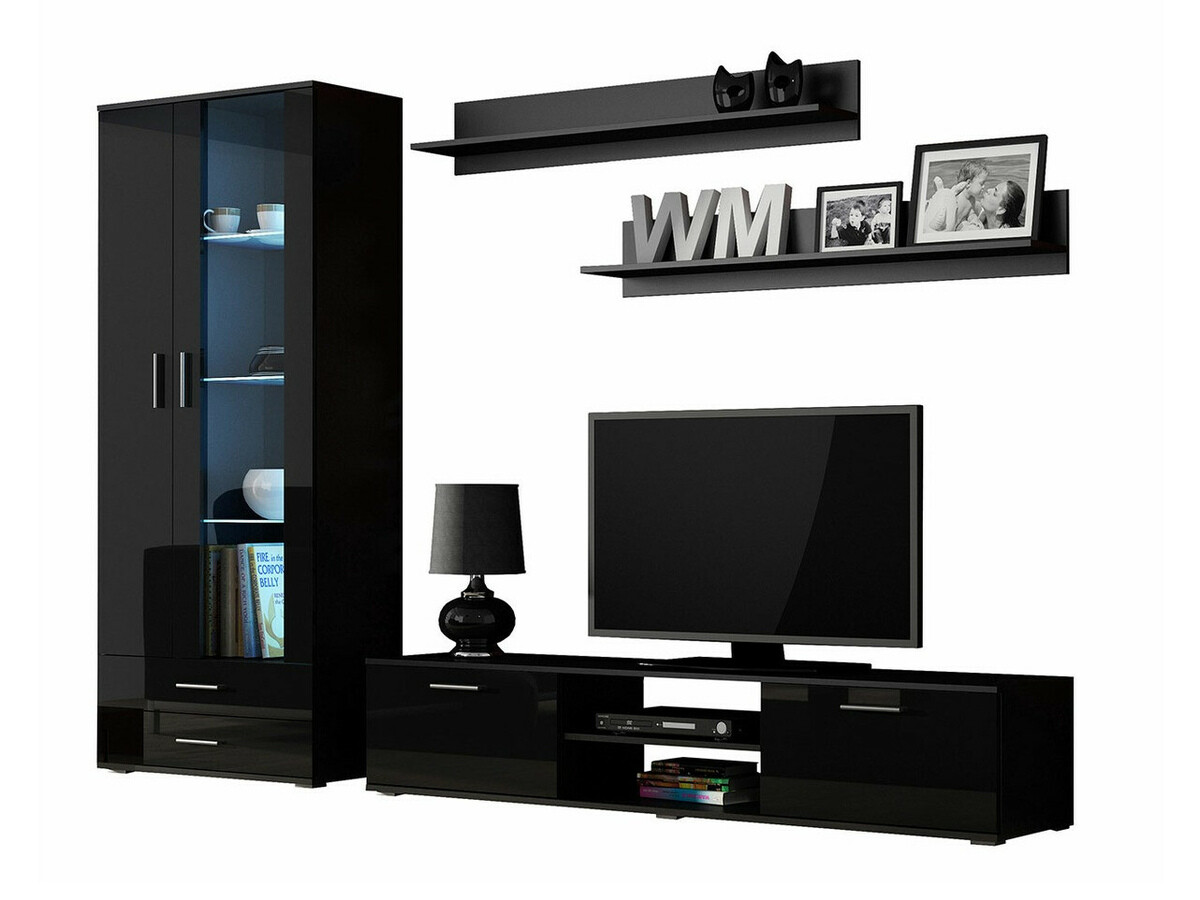 Комплект за хол Tornola 115 (Черен + Черен гланц)