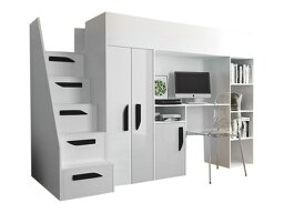 Високо легло Hartford 192 (Бял + Бял гланц + Черен гланц)