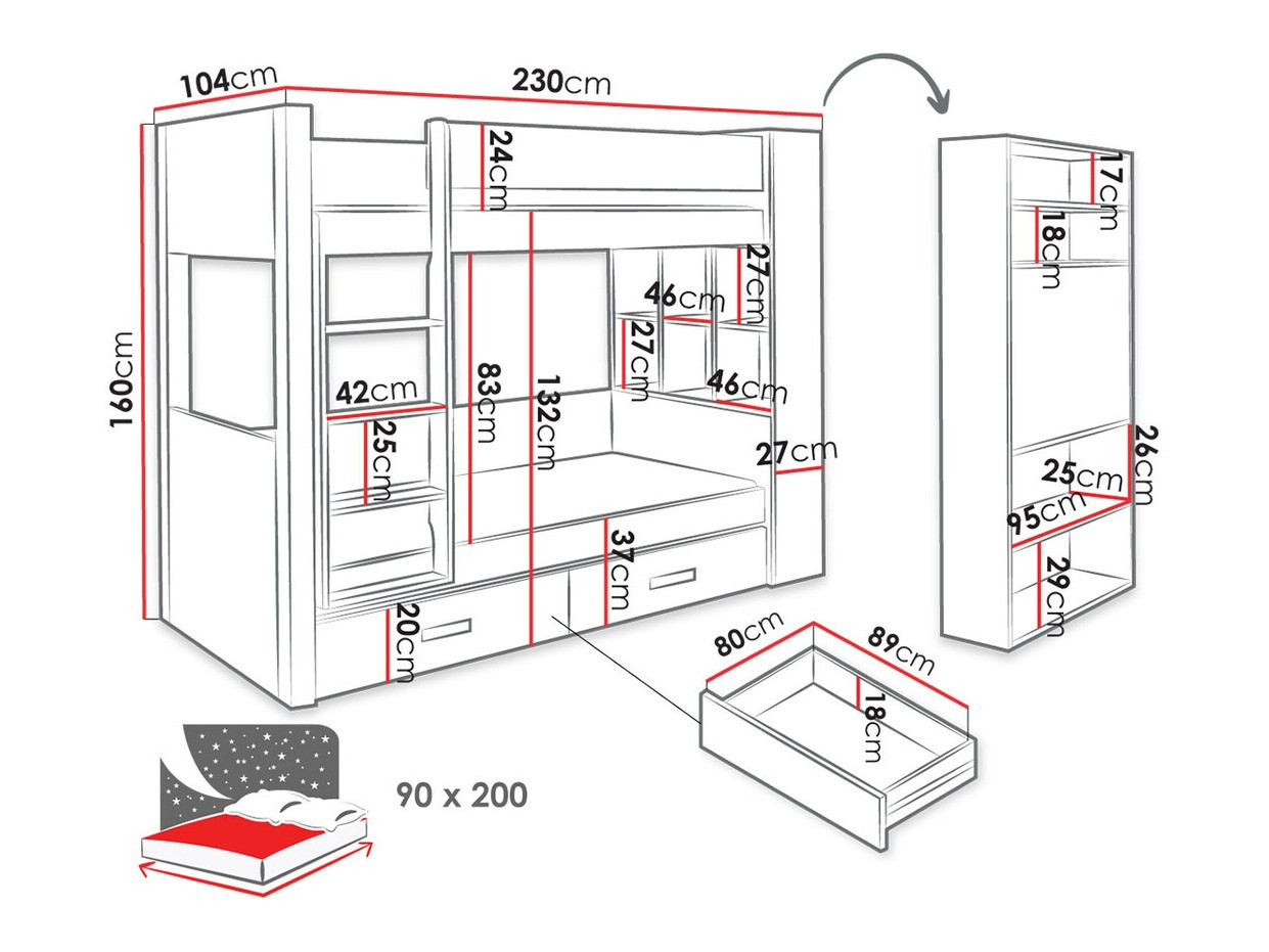 Двуетажно легло Henderson 142 (Бял + Син)
