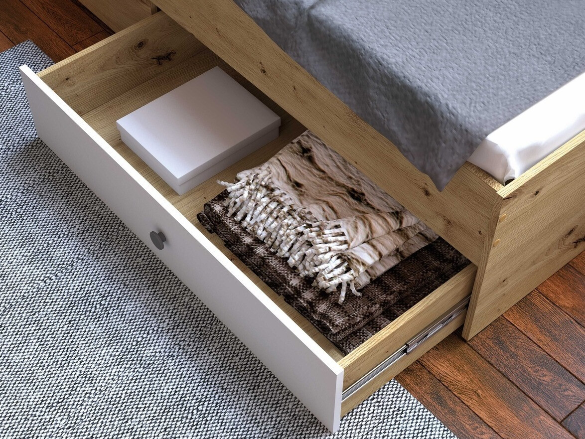 Легло Mirelbu 112 (Artisan дъб + Бял гланц + Черен)