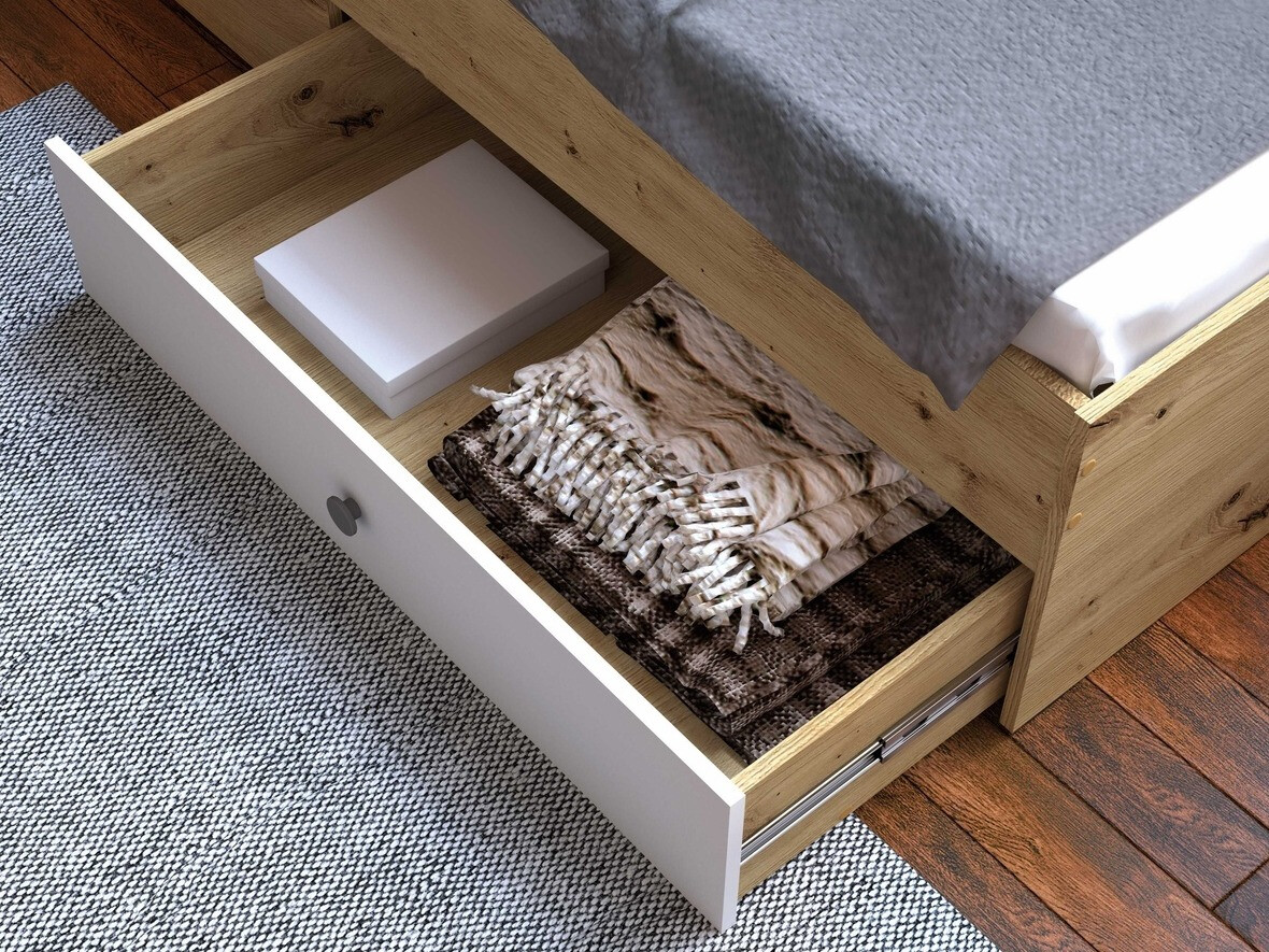 Легло Mirelbu 112 (Artisan дъб + Бял гланц + Сив)