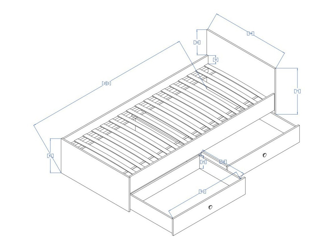 Легло Mirelbu 112 (Artisan дъб + Бял гланц + Сив)