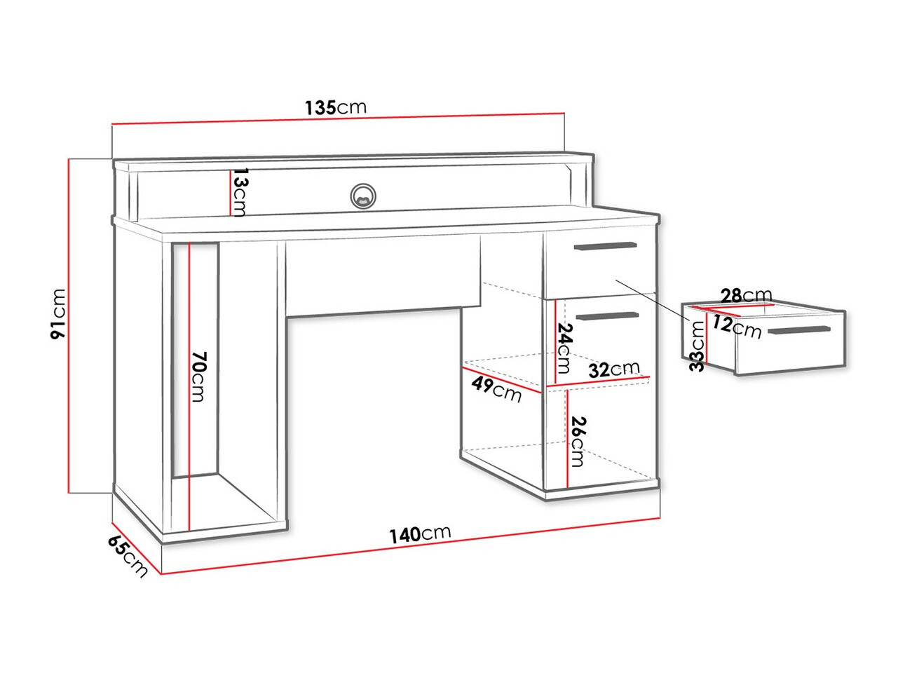Геймърско бюро Serus (Черен мат)