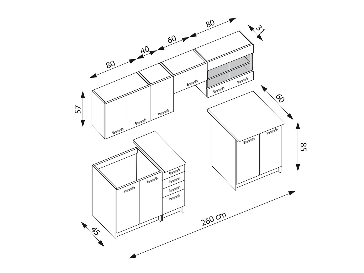 Комплект за кухня Houston 1138 (Тъмен дъб)