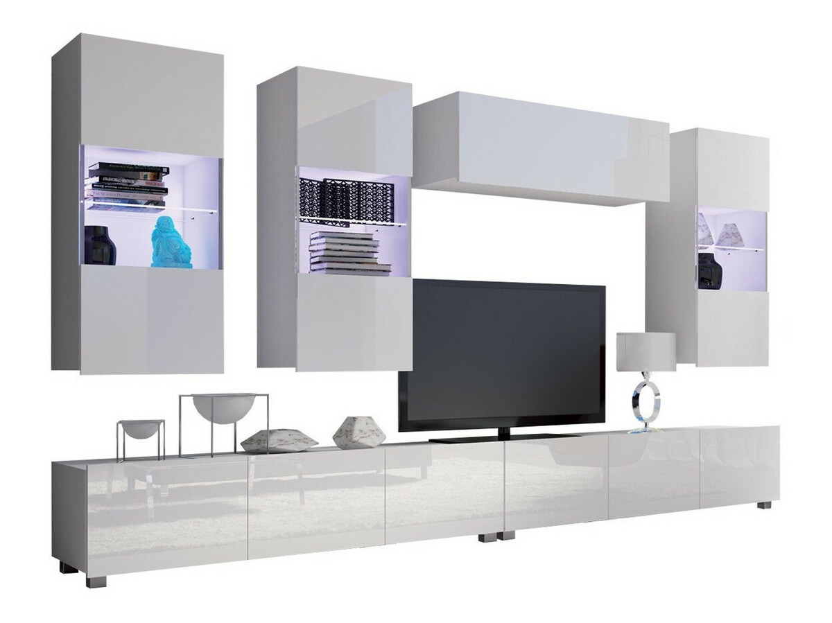 Комплект за хол Remus V (Бял + Бял гланц)