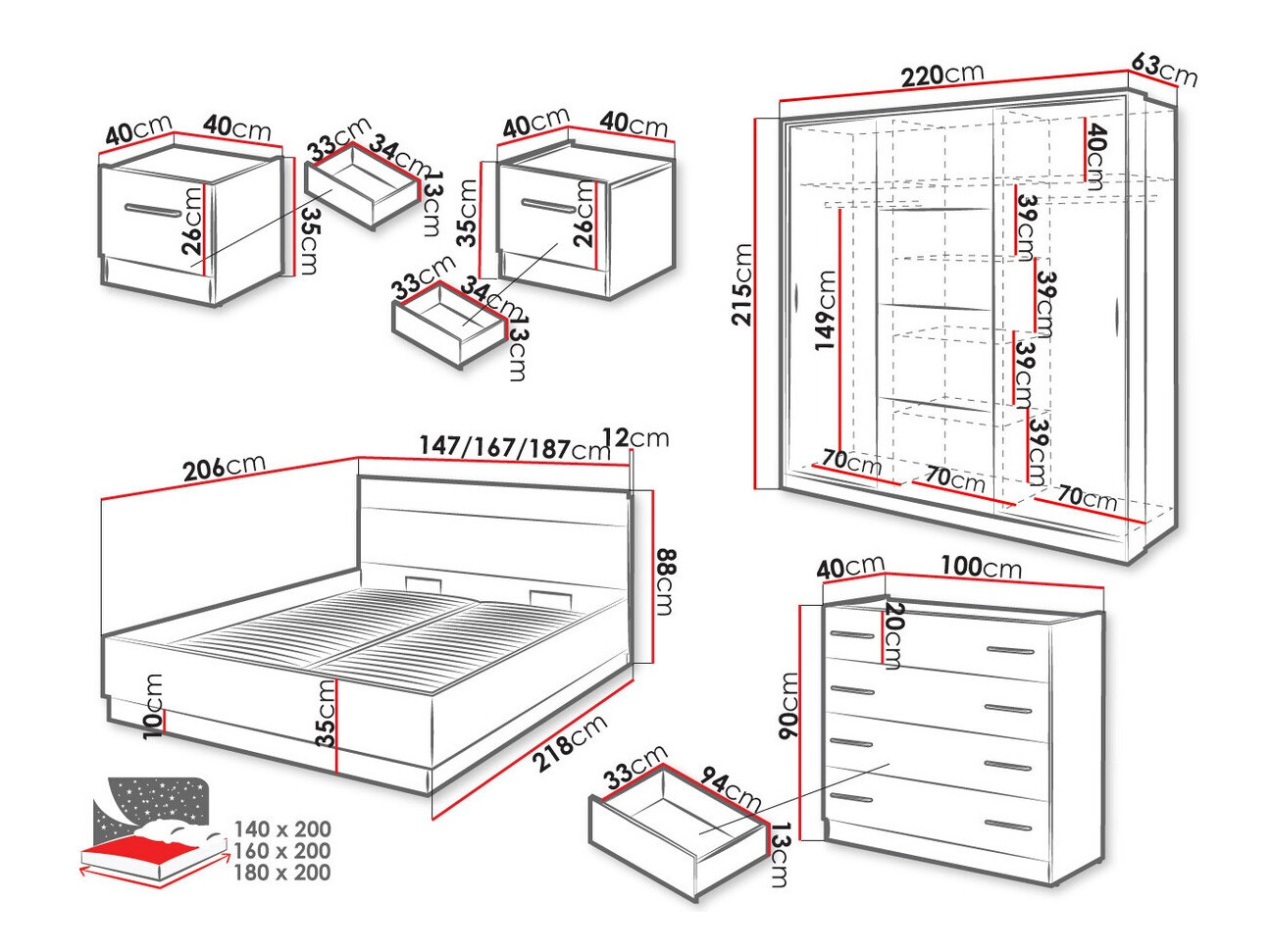 Комплект за спалня Livsori 110