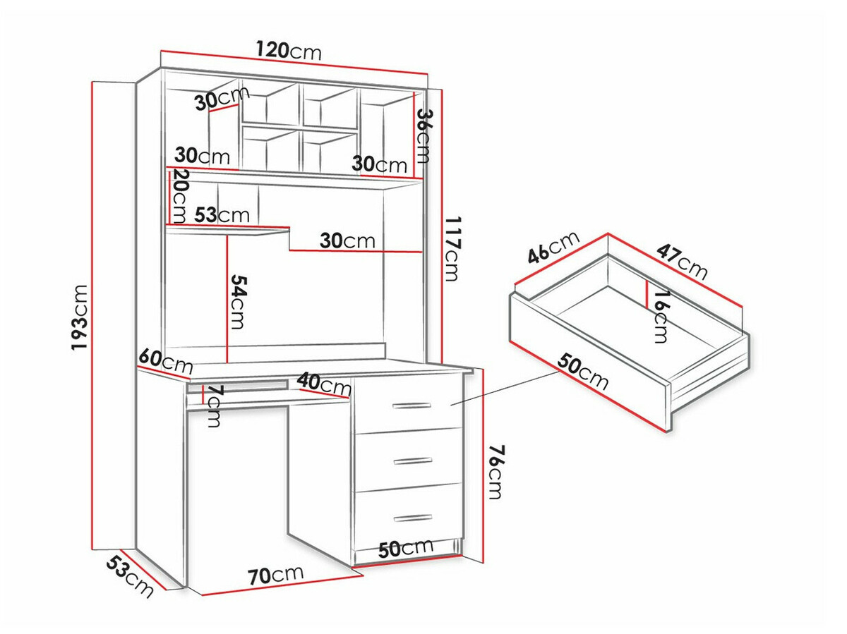 Офис бюро Campus (Бял + Бял гланц + Сив гланц)